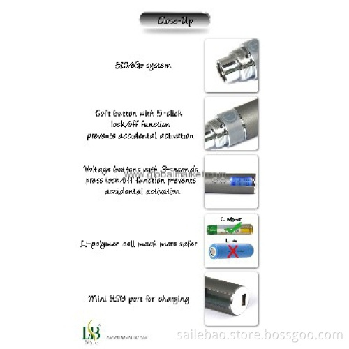 Hot Sale in USA 3.0v-6.0v variable voltage ego-v battery E-cig from fa